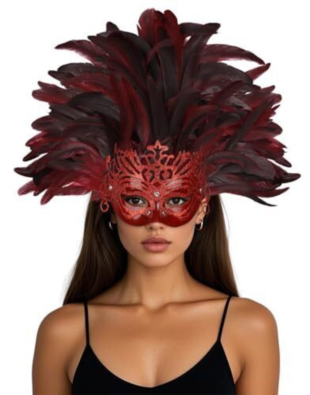 9679 Feather Headpiece Masquerade Mask Carnival Feather Headdress Mask